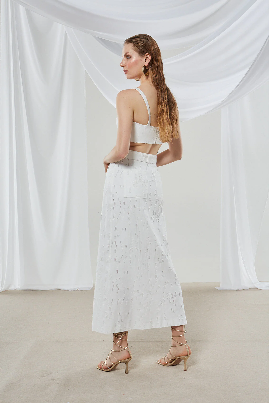 Alyssa denim white crop top - Image 4