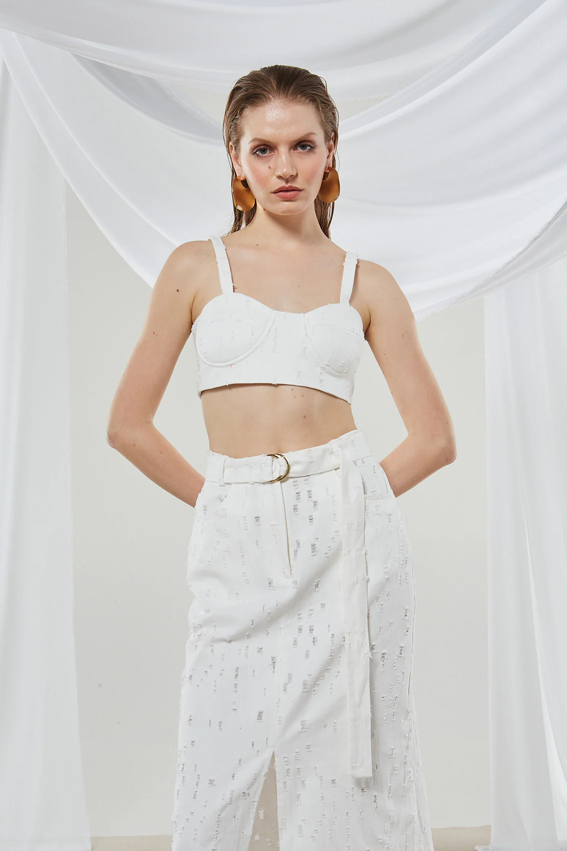 Alyssa denim white crop top - Image 6