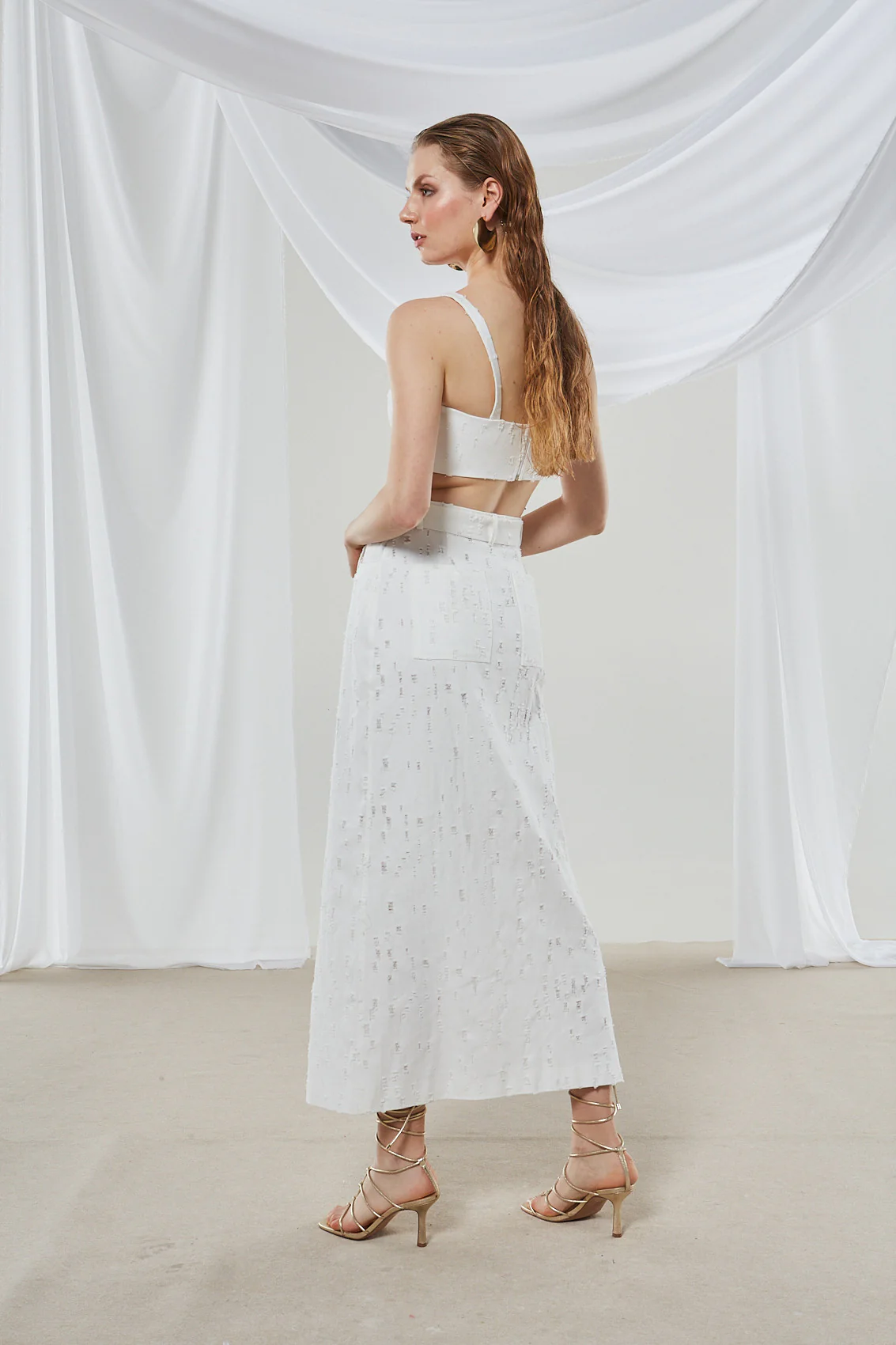 Alyssa denim white crop top - Image 8