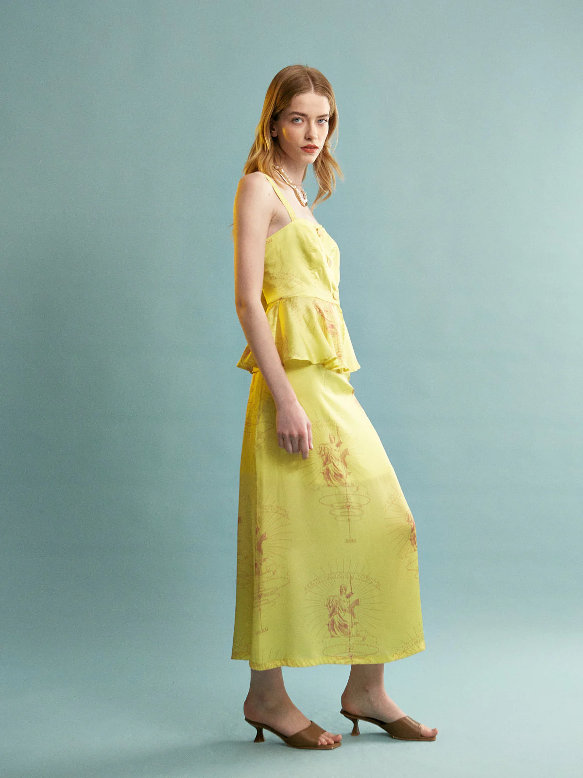 Ananke satin button yellow top - Image 5