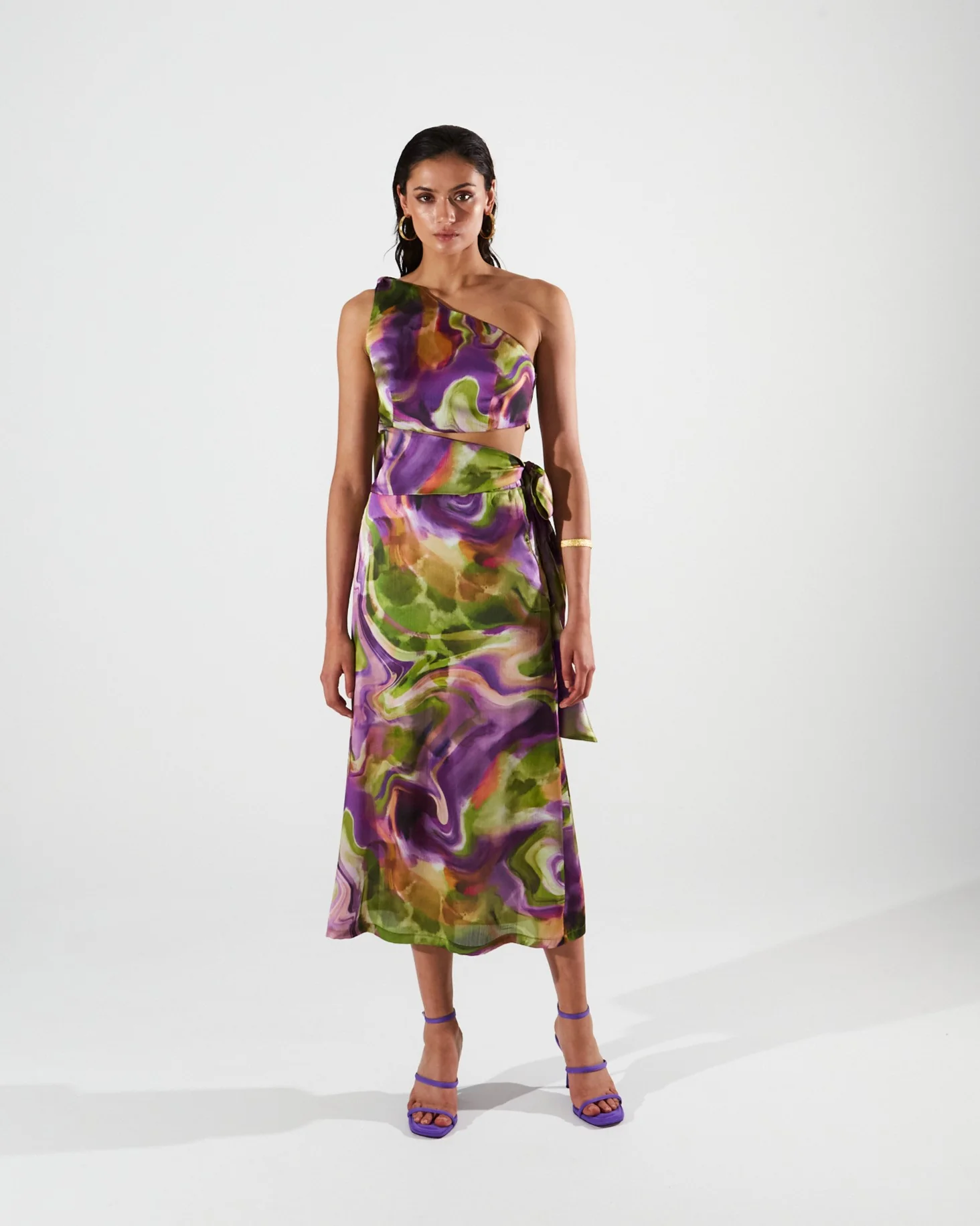 Ari satin printed skirt