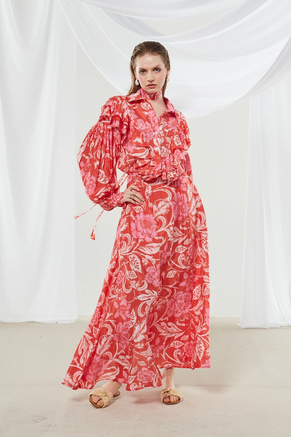 Camellia ruffle printed shirt - Image 7