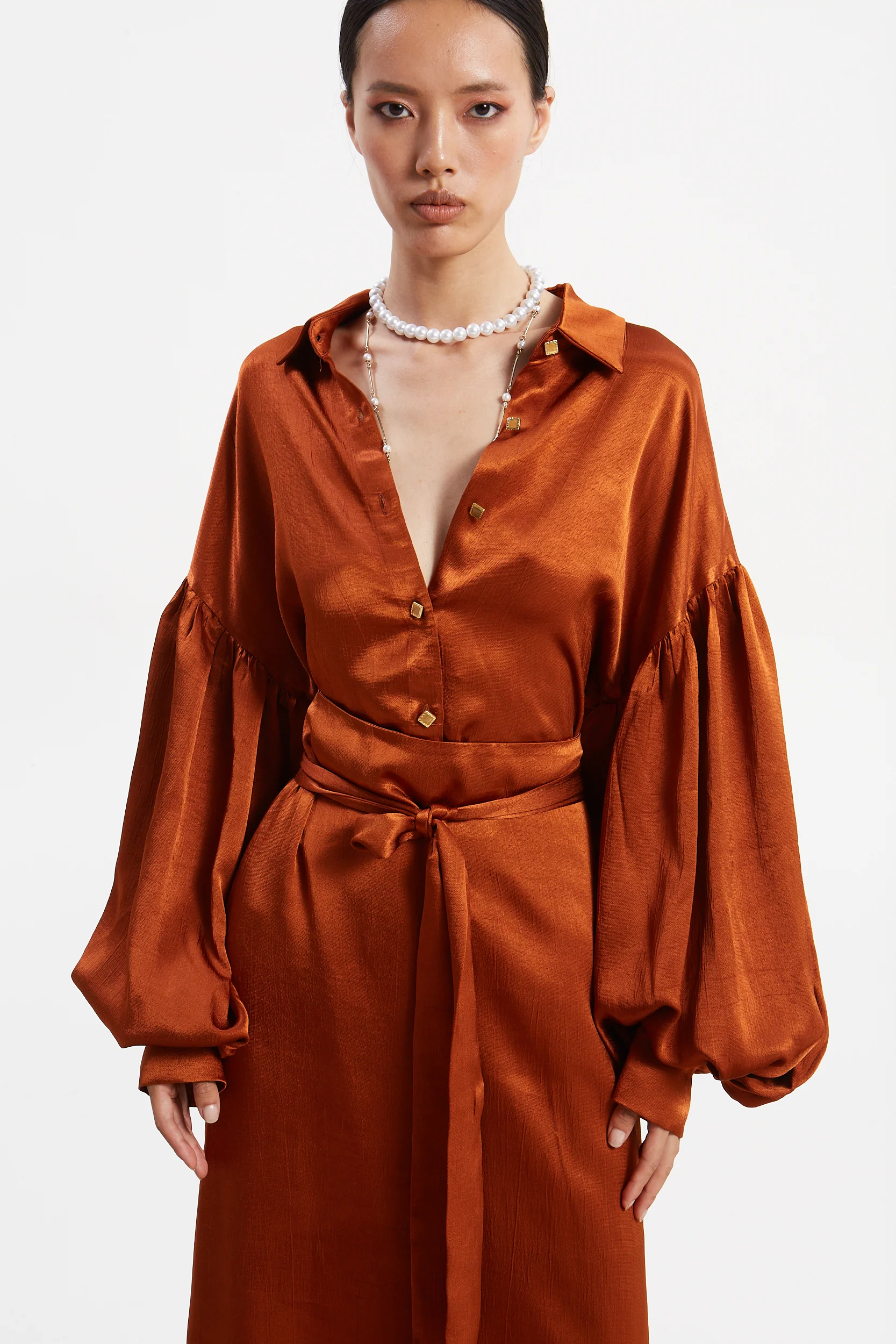 Diana satin rust shirt