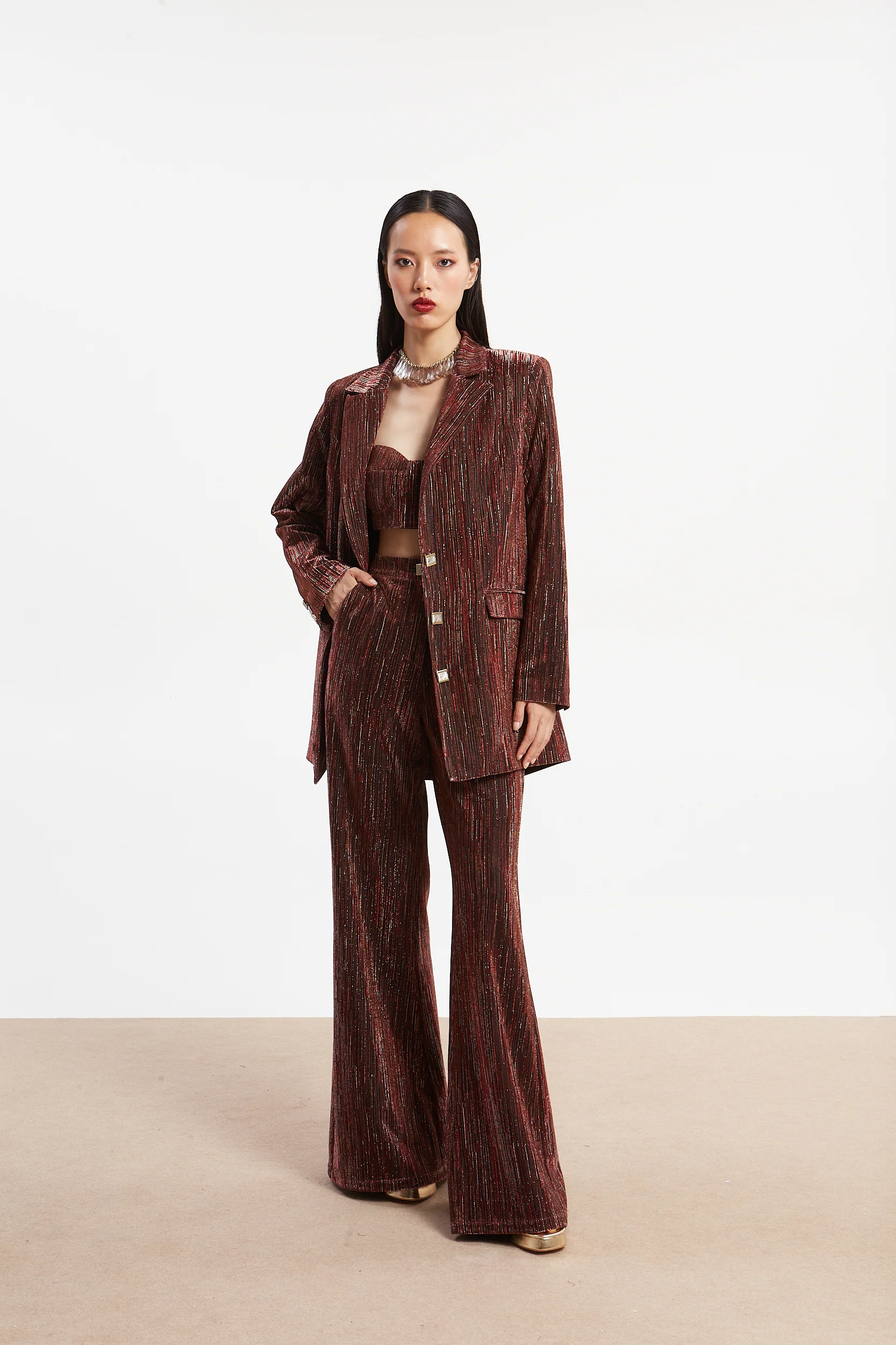Gloria lurex red blazer - Image 2