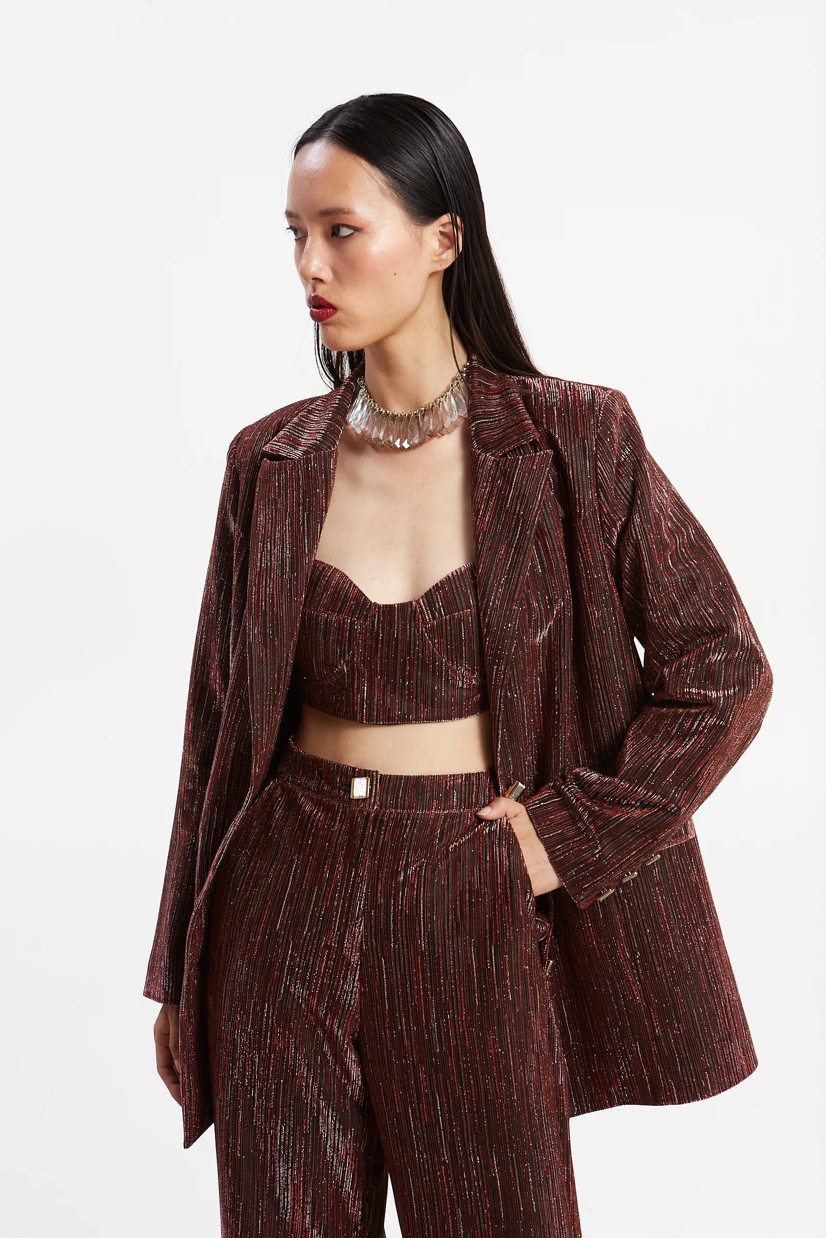 Gloria lurex red blazer - Image 4