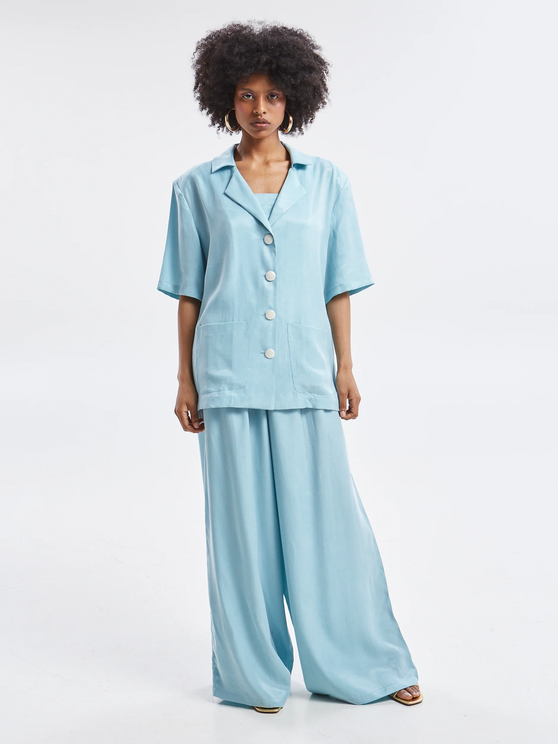 Ilyra lyocell short sleeve azure blazer - Image 4