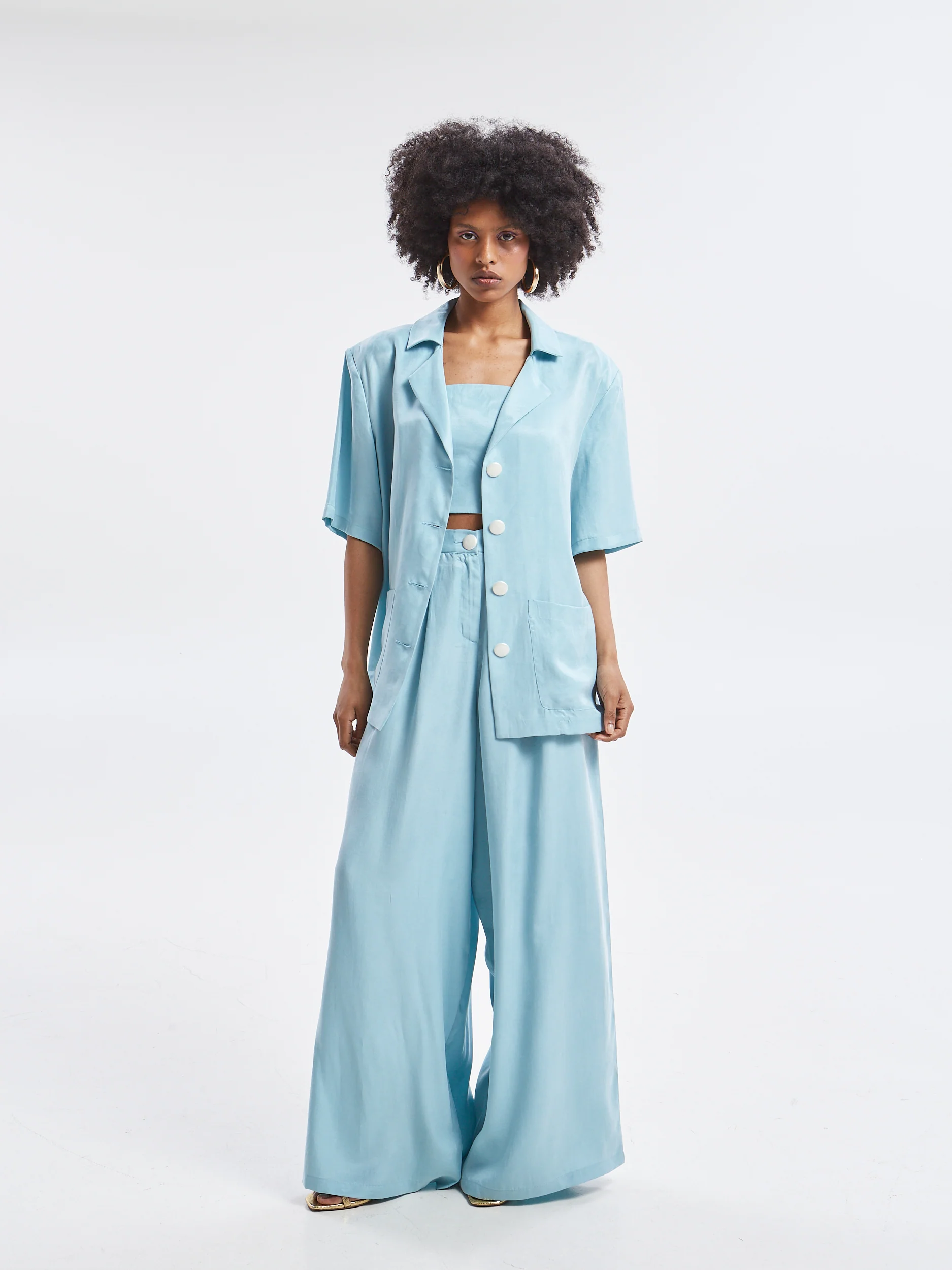 Ilyra lyocell short sleeve azure blazer - Image 6