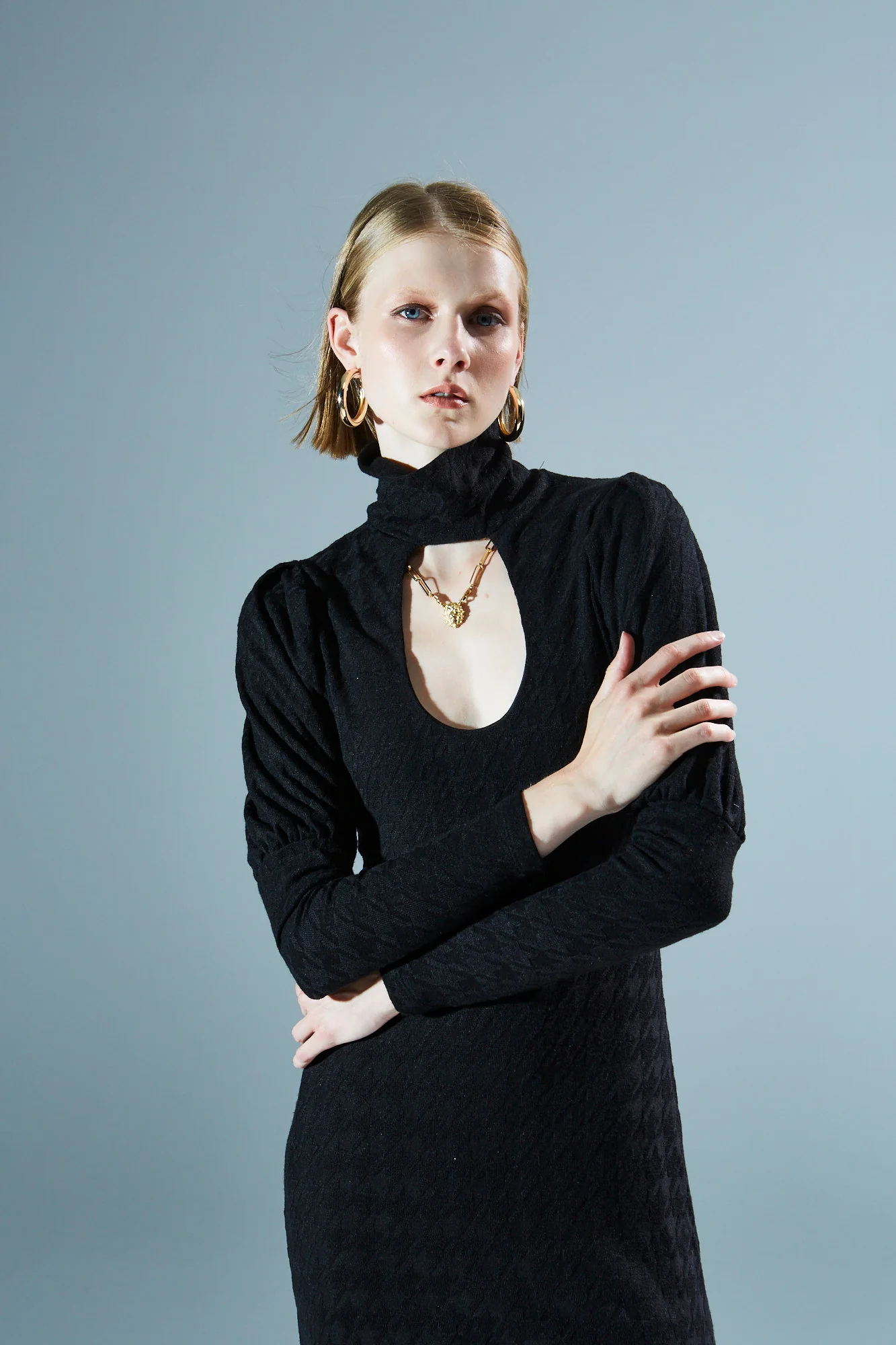 Kassandra turtleneck knitted black dress - Image 2