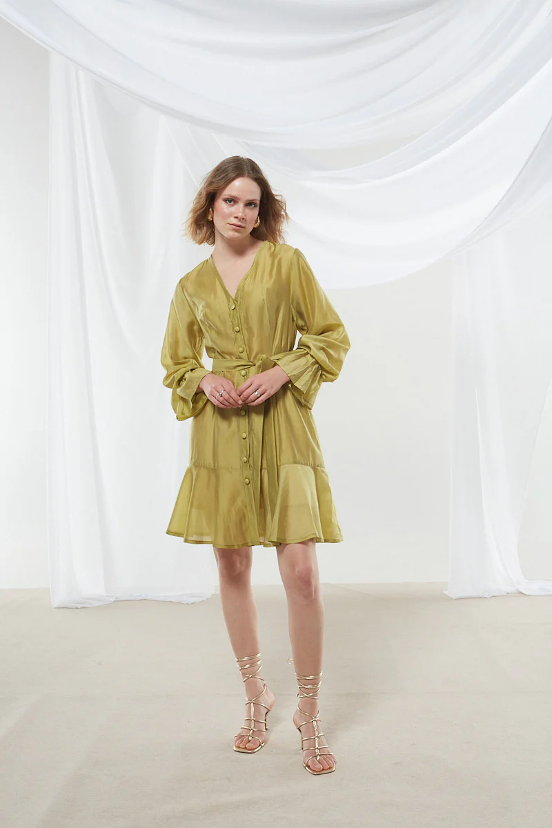 Lily button olive dress - Image 7