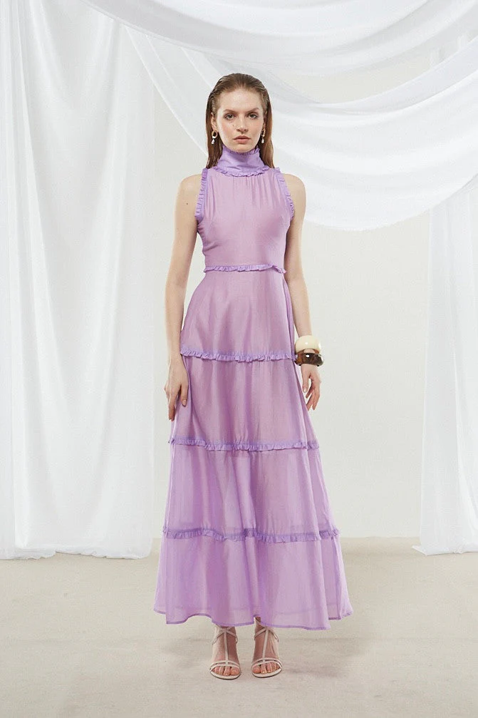 Lily high neck lilac dress - Image 4