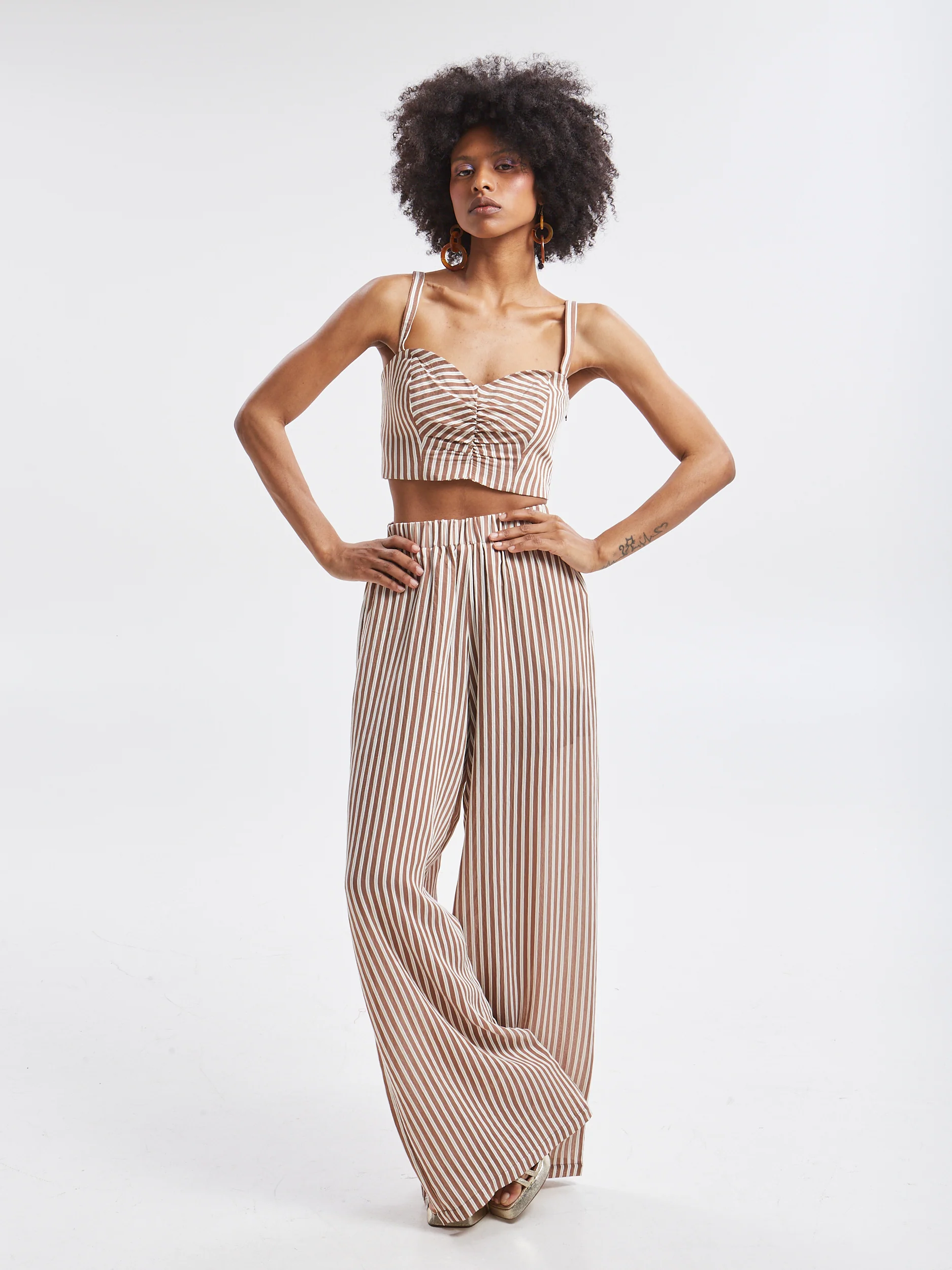 Liora striped brown cropped top - Image 4