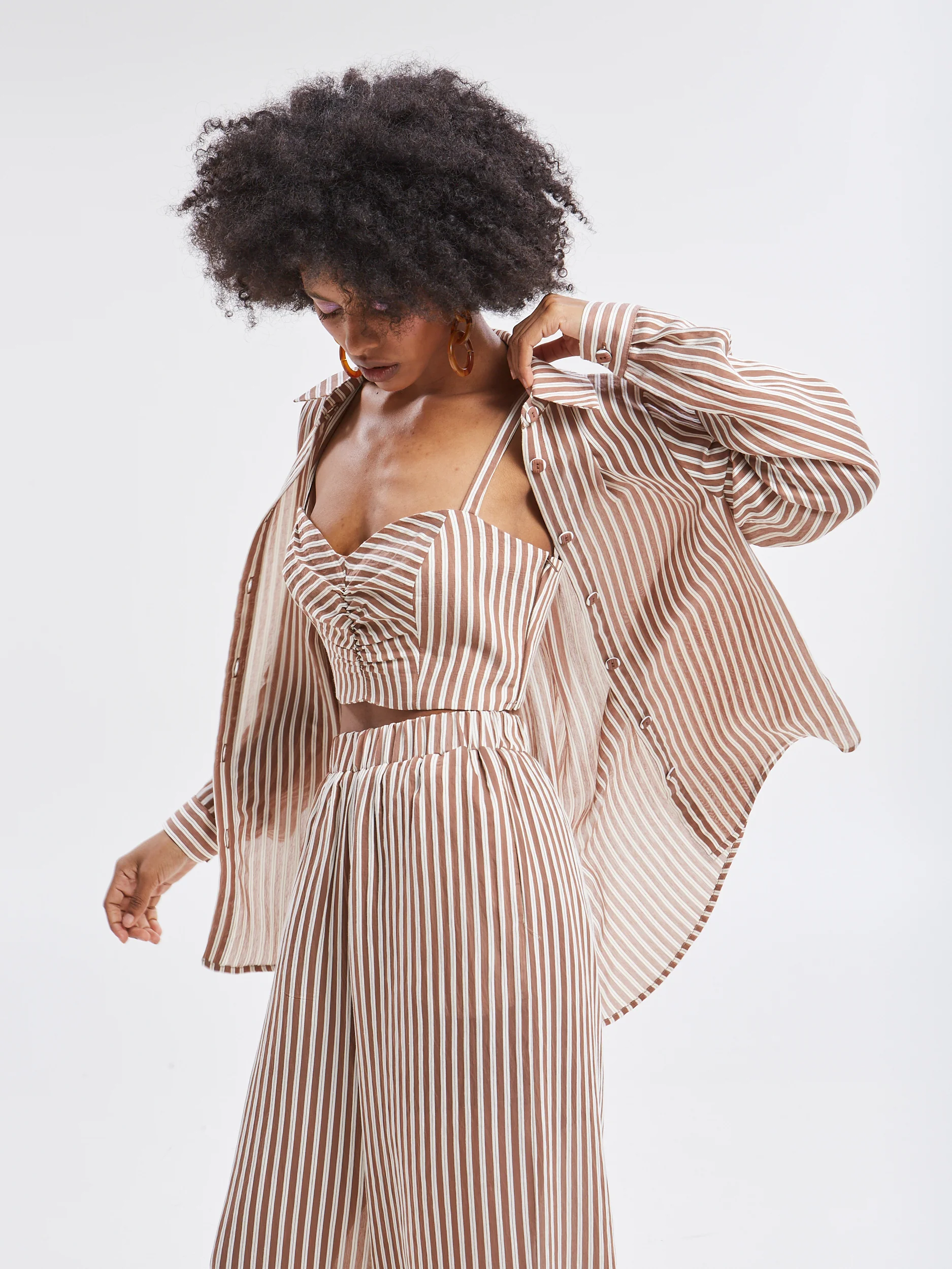 Liora striped brown shirt - Image 3