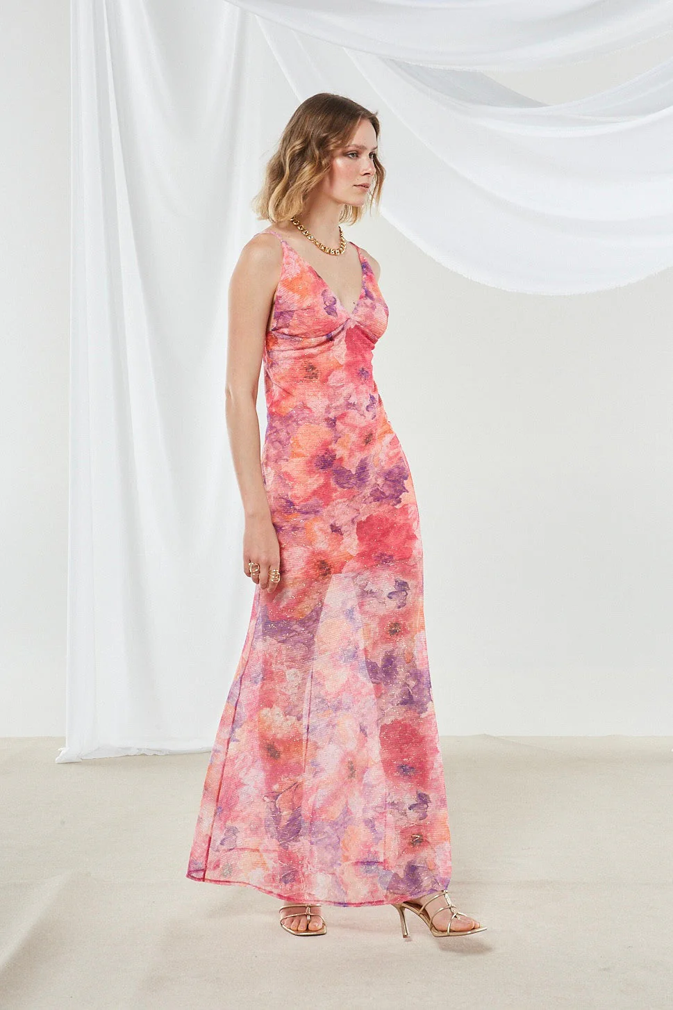 Marigold knitted floral dress - Image 5