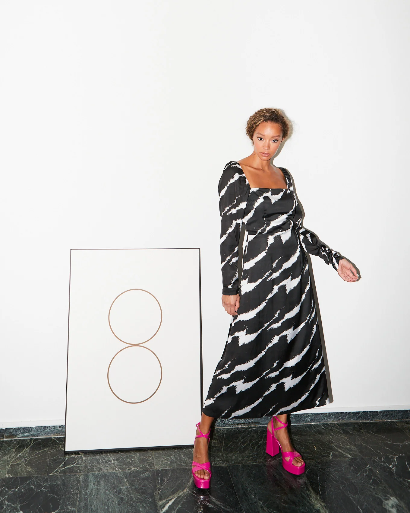 Melania satin printed dress - Image 2