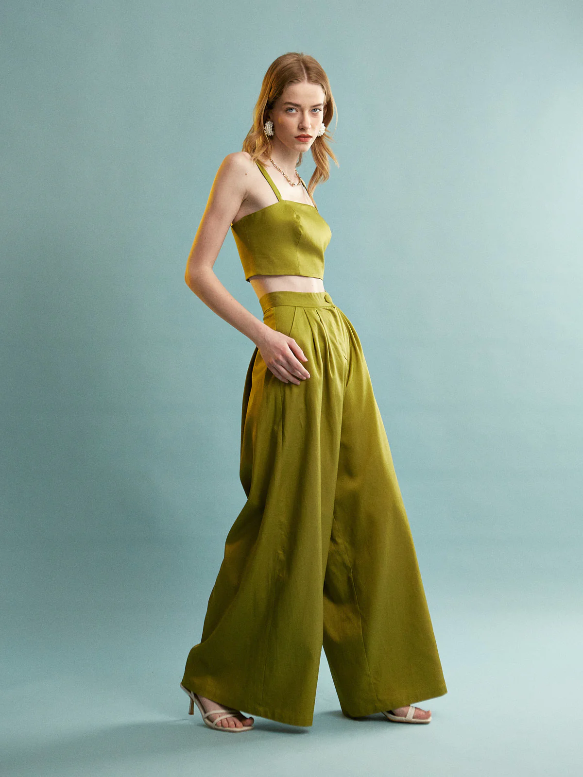 Nadine tencel wide leg olive pants - Image 3