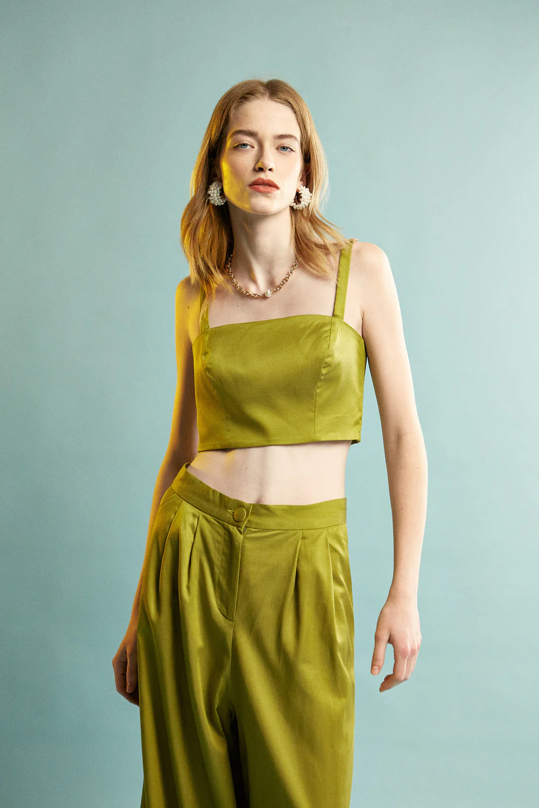 Nadine tencel wide leg olive pants - Image 4