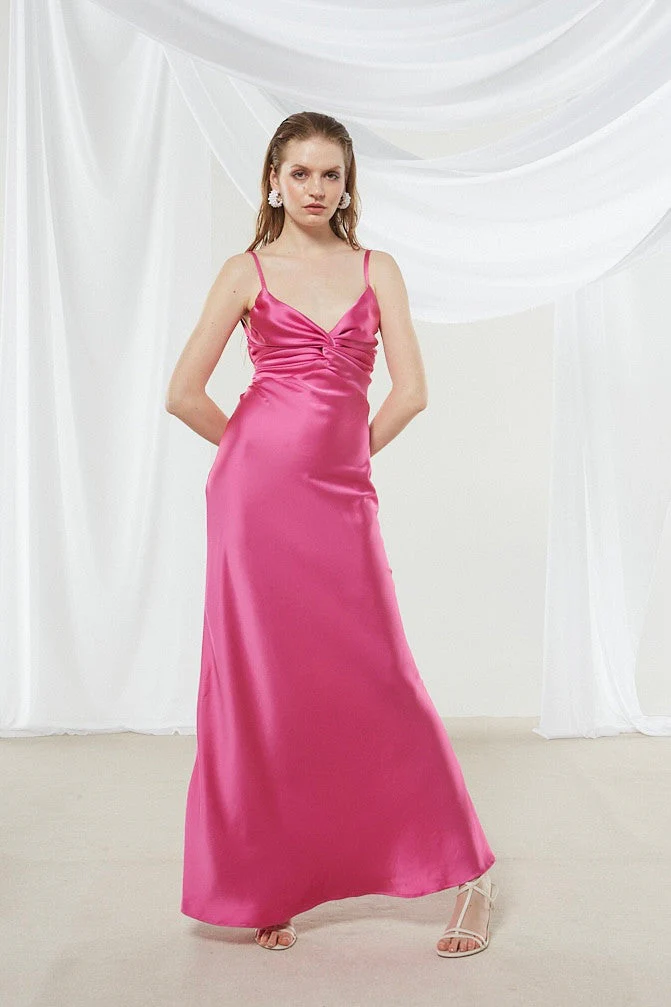 Narcissa satin fuchsia dress - Image 4