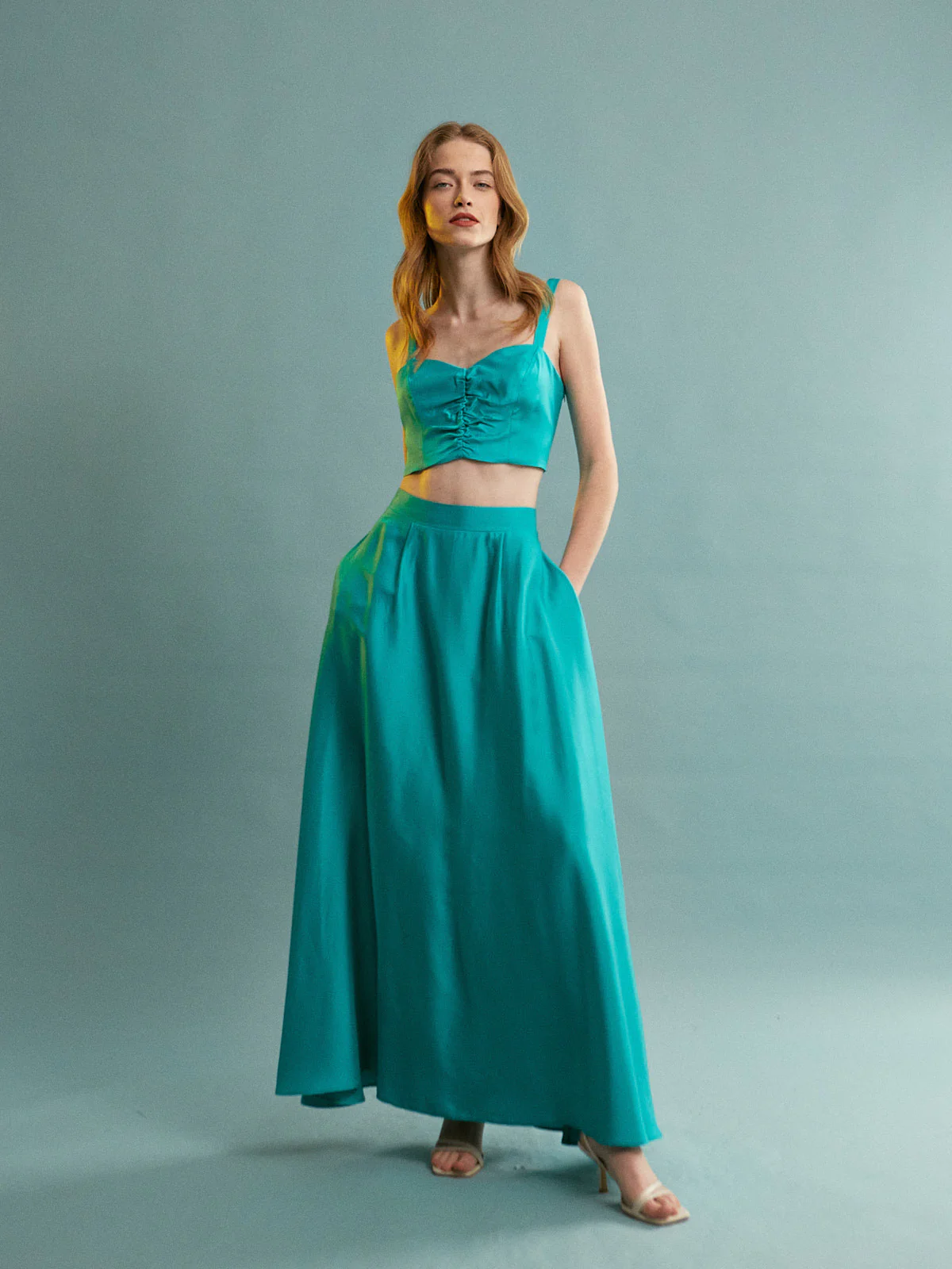 Natalie viscose turquoise skirt - Image 3