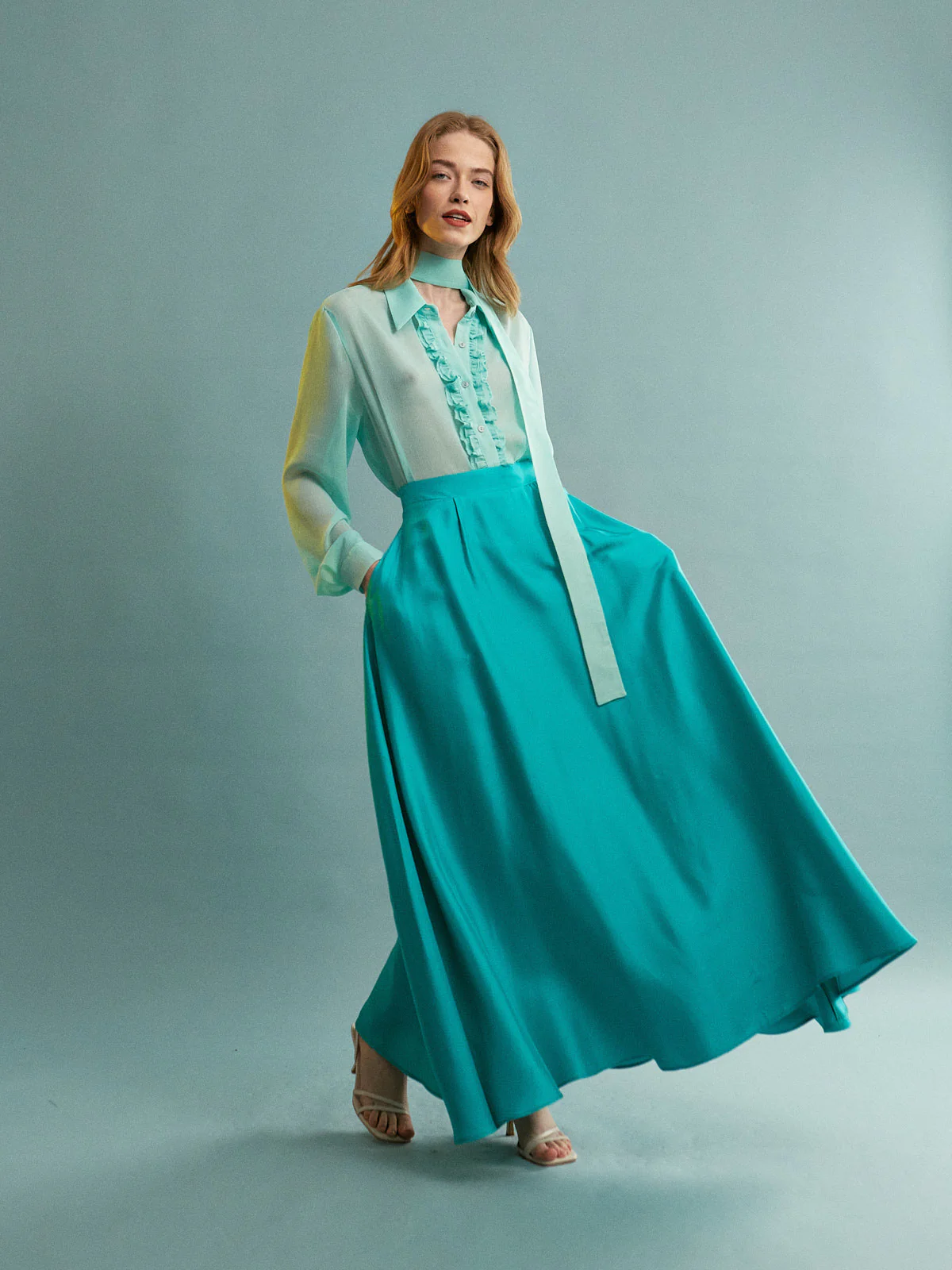Natalie viscose turquoise skirt - Image 7