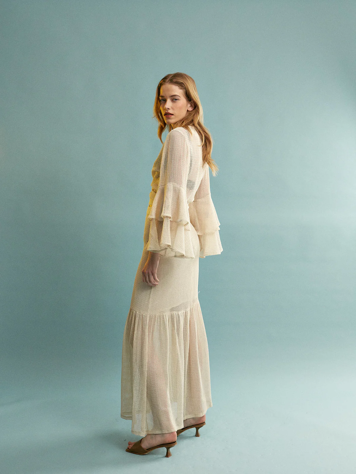 Zia cotton ruffle sleeve ecru top - Image 4